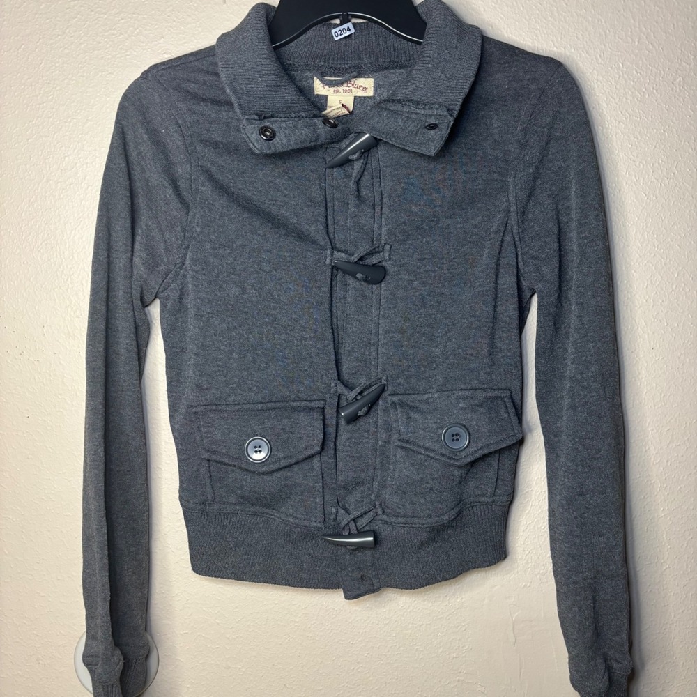 Paris Blues Womens S Gray Toggle Jacket Fitted Utility Y2K 2000s